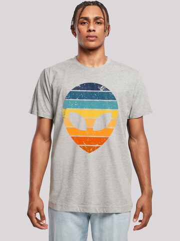 T-Shirt 'Alien Sonnenuntergang Retro' F4NT4STIC en gris : devant