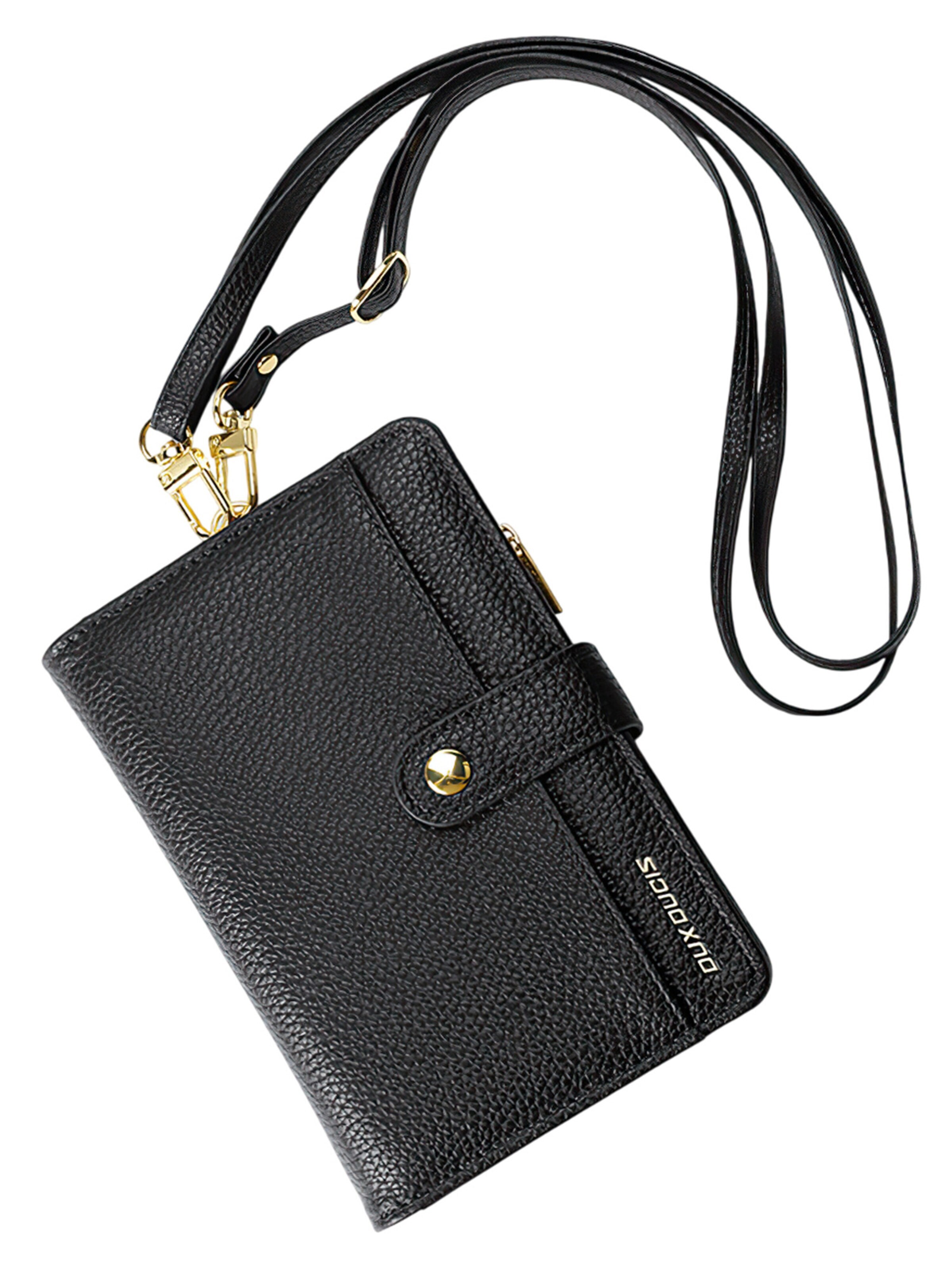 Magicshe Wallet 'RFID Reiseportemonnaie mit AirTag-Fach und Umhängeband' in Black: front