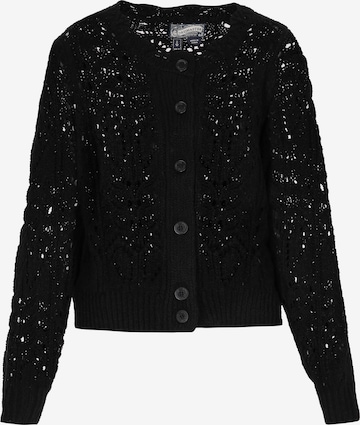 melns DreiMaster Vintage Adīta jaka: no priekšpuses