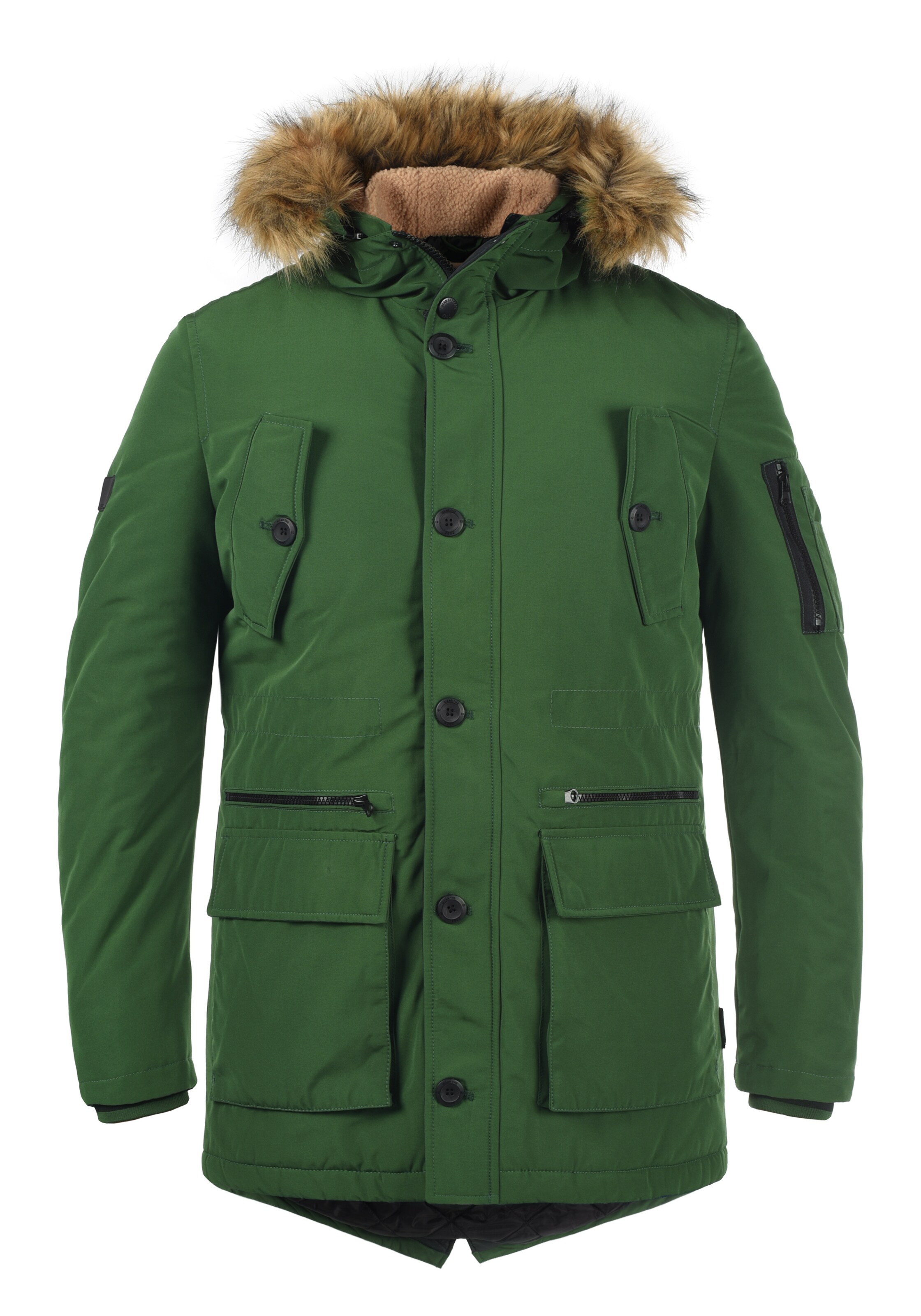 INDICODE JEANS Winterparka 'Ruffy' in Groen: voorkant
