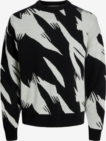 JACK & JONES Trui 'ABSTRACT' in Zwart: voorkant