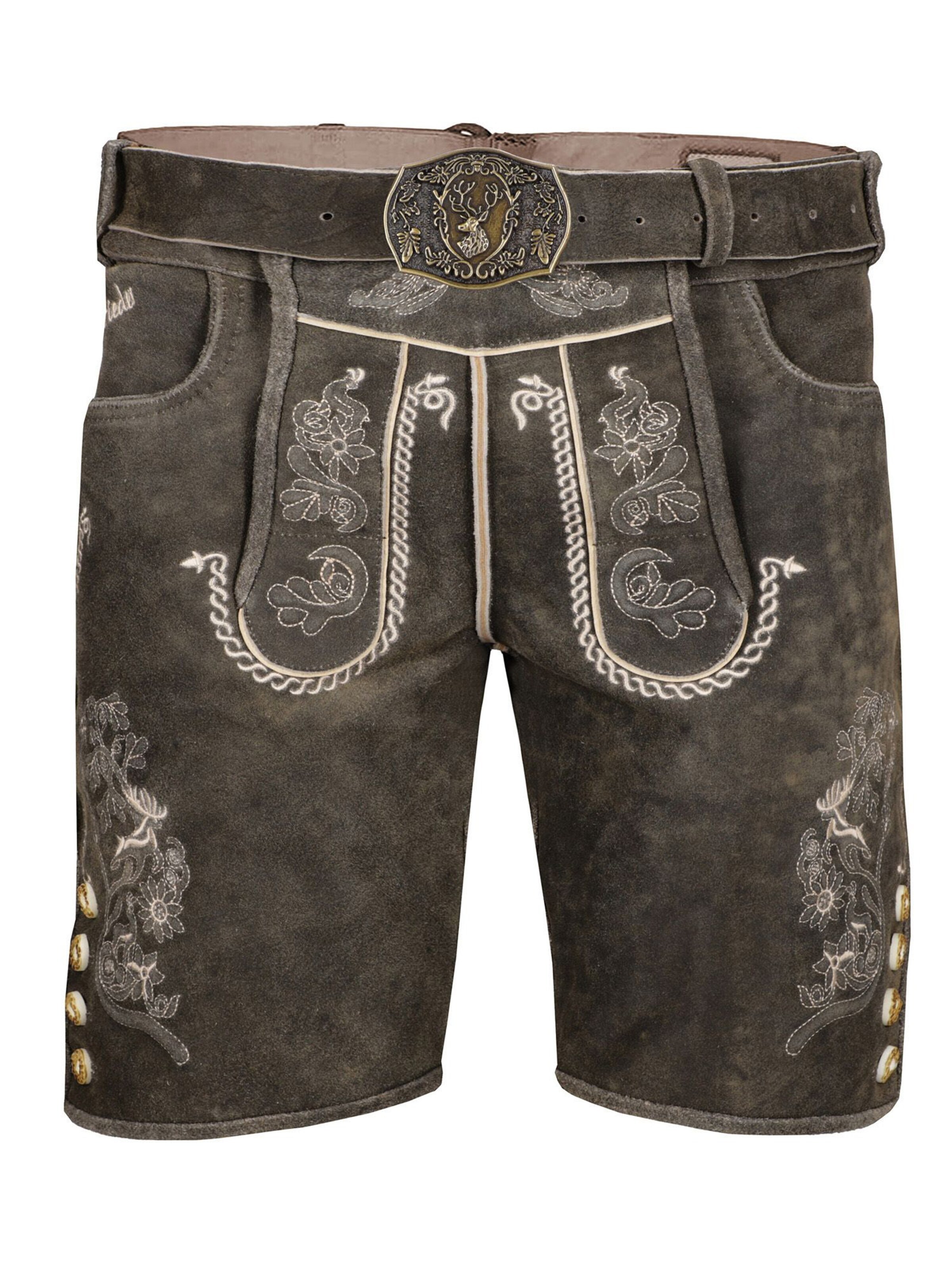 Falkenrieder Regular Hose 'Falkenrieder Lederhose Herren Wien'‌‌‌‌‌‌‌‌ in Braun: Vorderseite