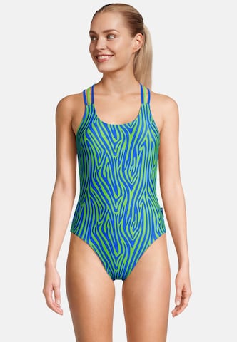 BECO the world of aquasports Bralette Swimsuit 'Zebra Vibes' in Blue: front
