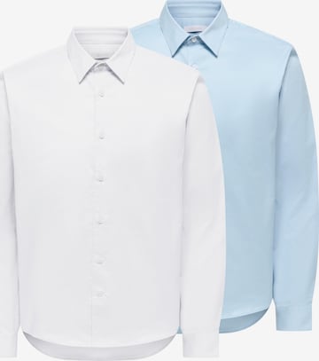 Coupe slim Chemise 'ONSJORDON' Only & Sons en bleu : devant