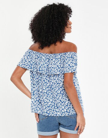 Threadbare Blouse 'THB Coronation Bardot Top' in Blue