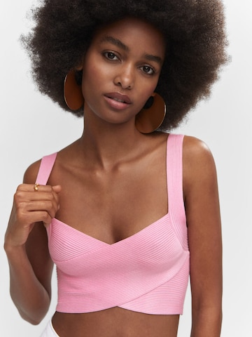MANGO Knitted Top 'EVA' in Pink