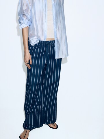 MANGO Wide Leg Hose 'APRIL' in Blau: Vorderseite