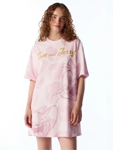 Chemise de nuit 'PENTI Tom&jerry Nachthemd mit Katzenmuster und kurzen Ärmeln' Penti en rose : devant