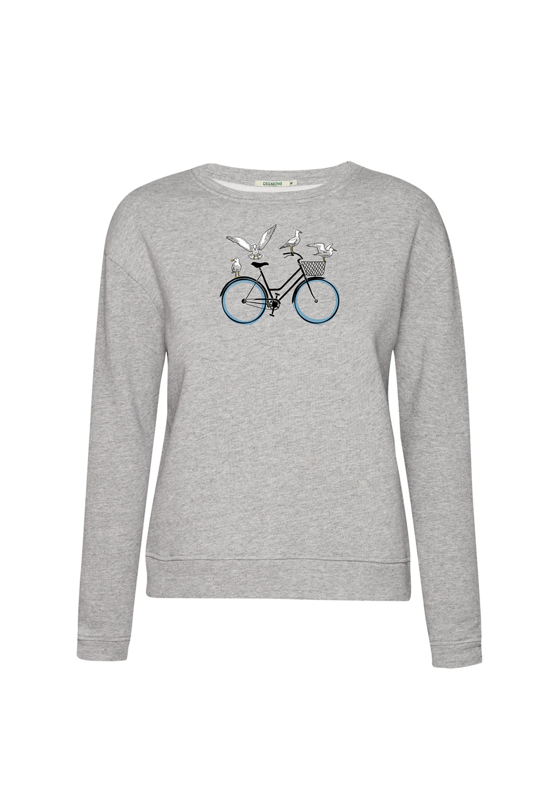 Felpa 'Bike Seagulls' di GREENBOMB in grigio: frontale