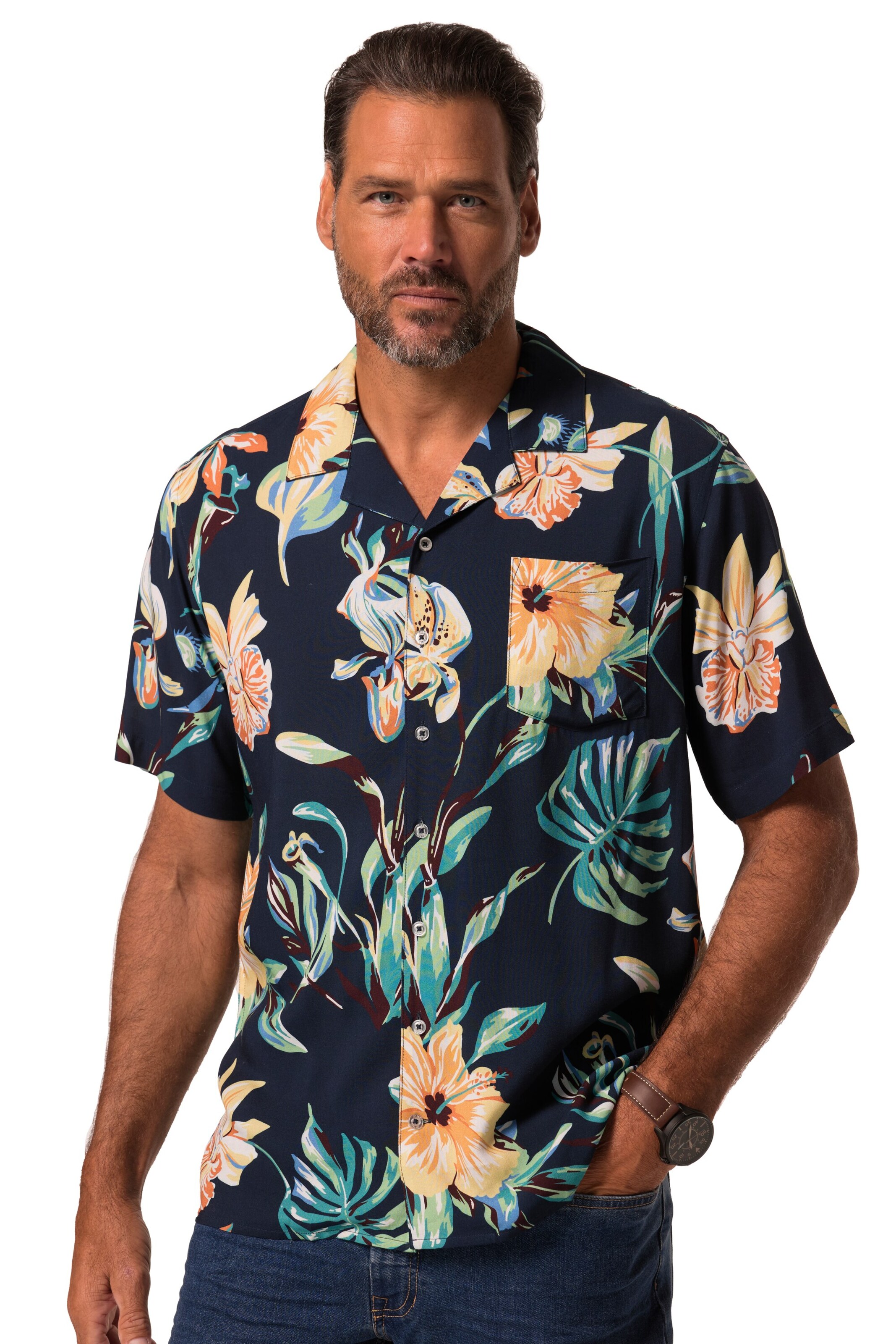 JP1880 Regular fit Button Up Shirt in Blue: front