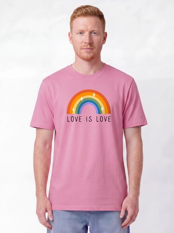 T-Shirt ' Love is Love ' Watapparel en rose : devant