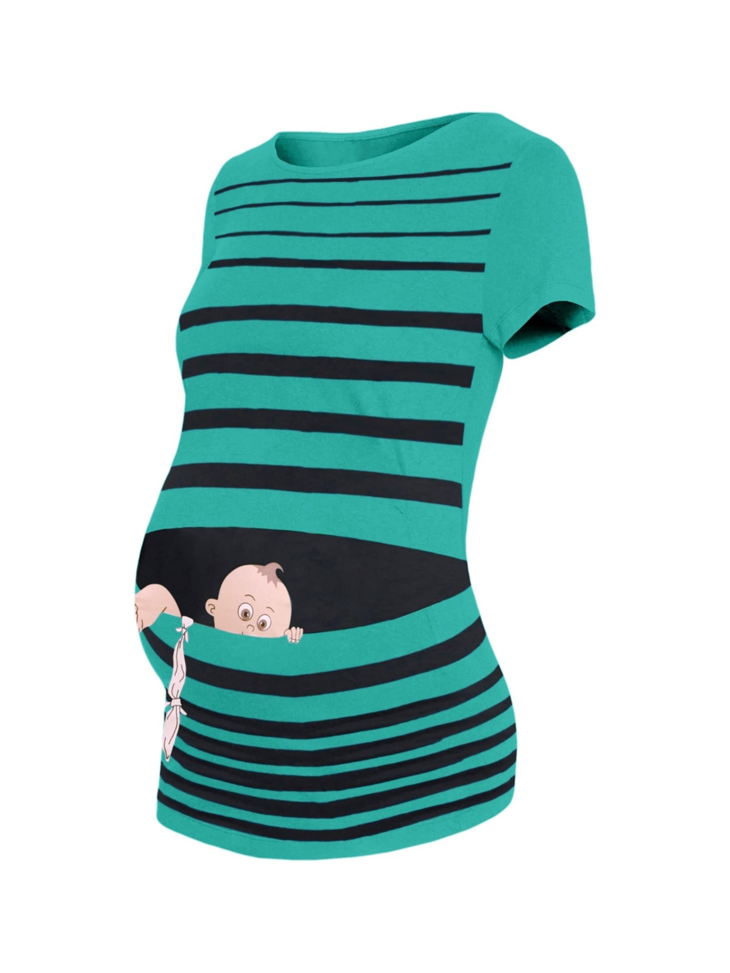 M.M.C. Shirt 'Baby Flucht Umstandsshirt' in Blue: front