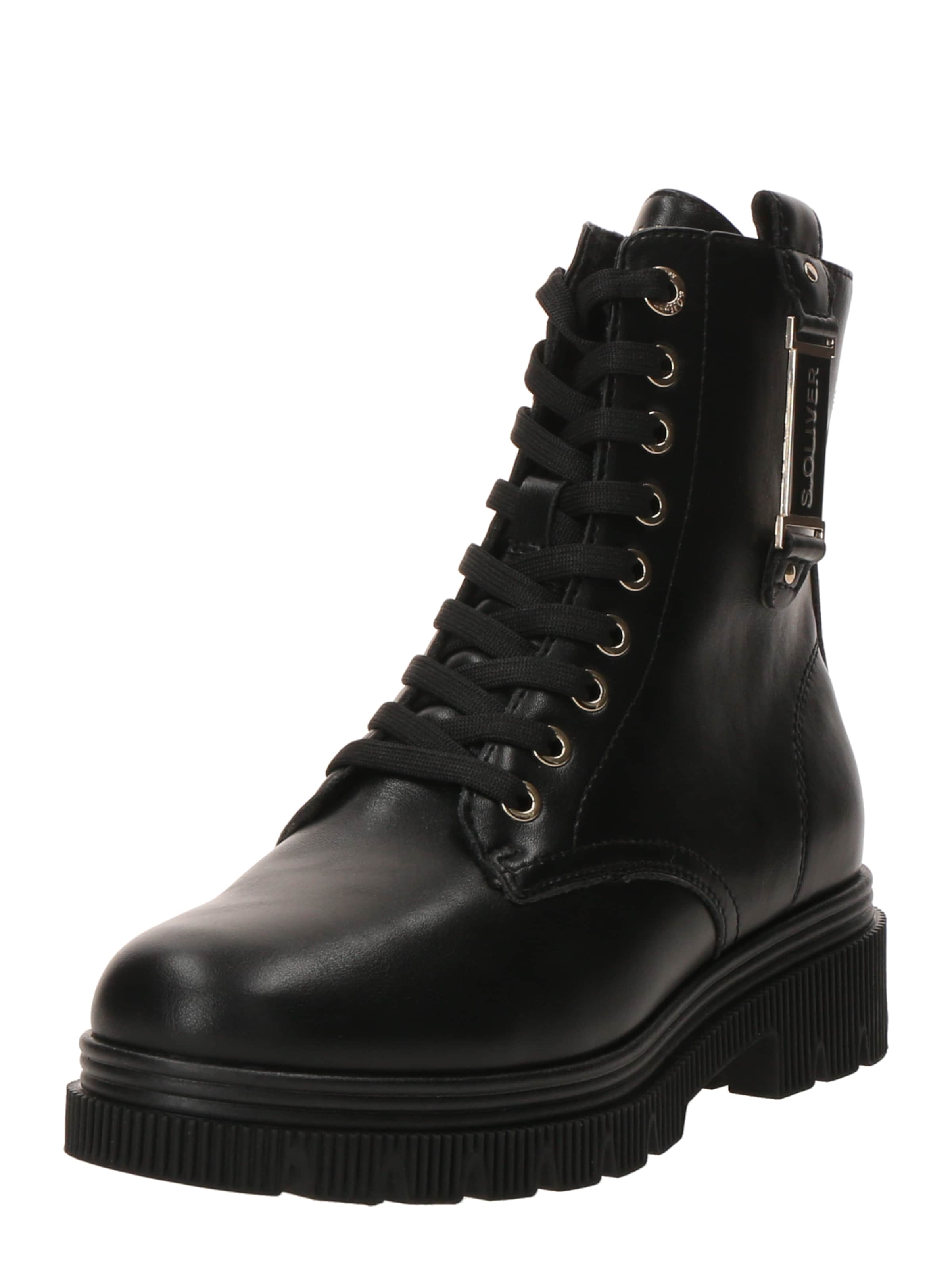 Stivaletto stringato di s.Oliver in nero: frontale