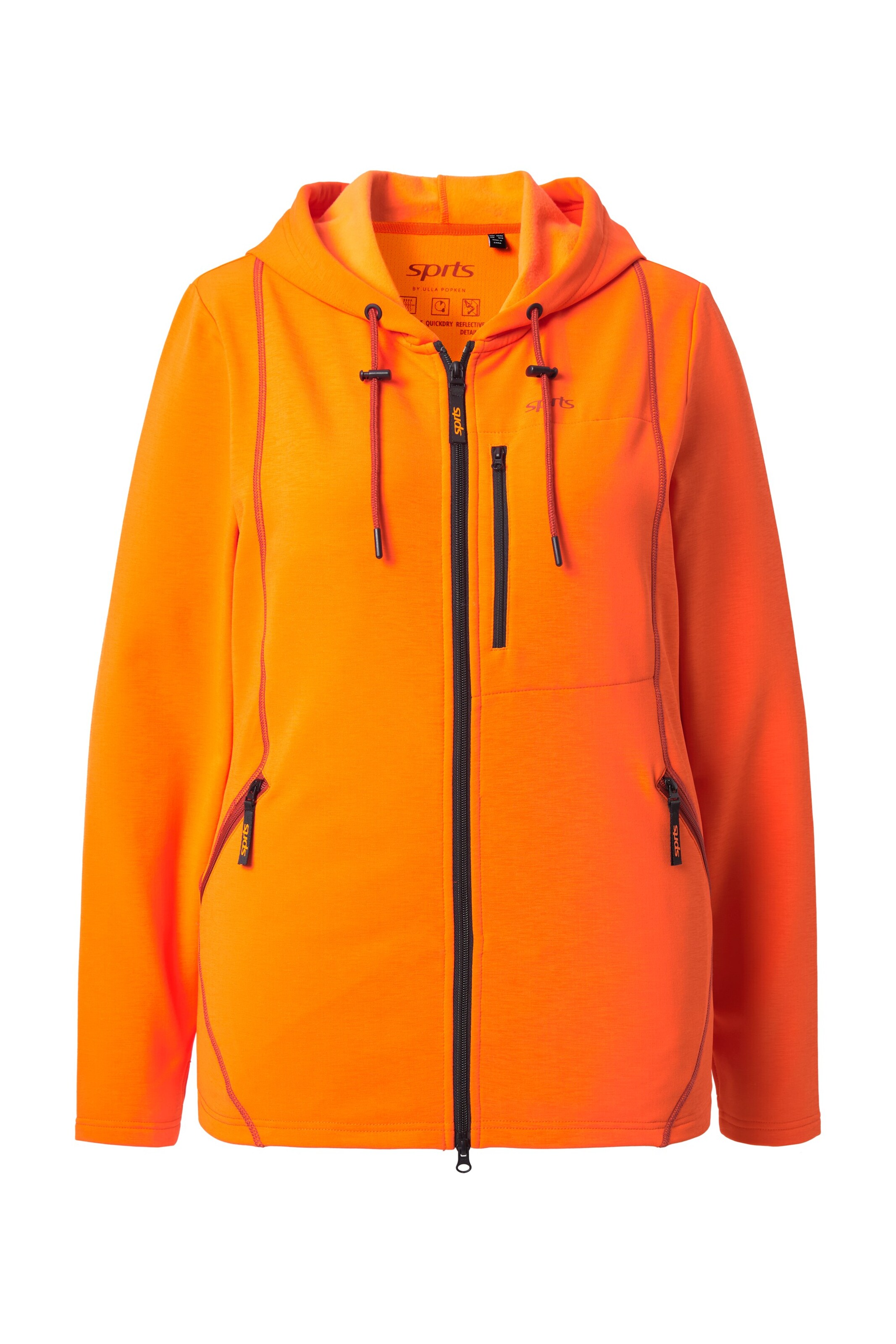 Ulla Popken Zip-Up Hoodie in Orange: front