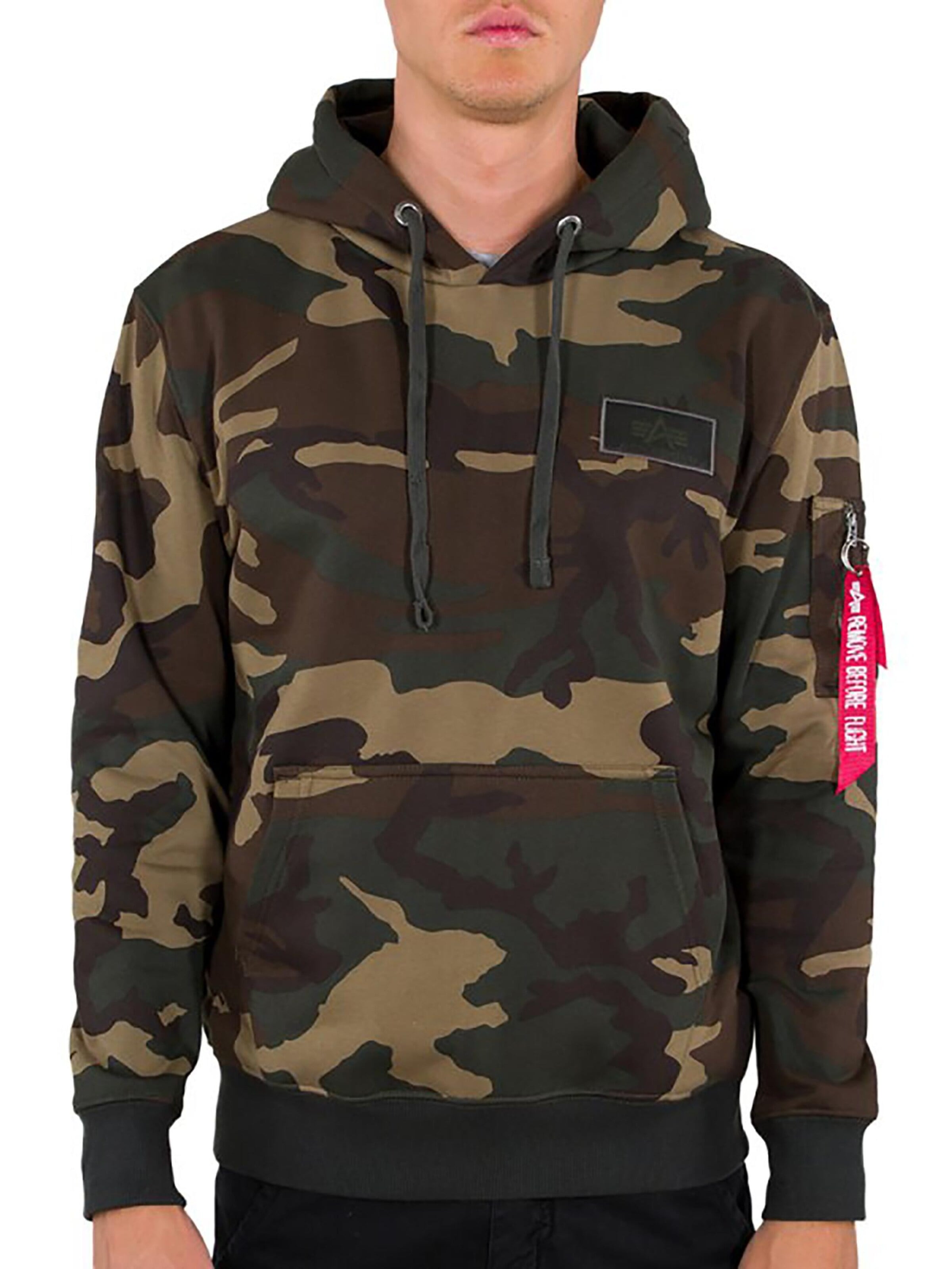 ALPHA INDUSTRIES Sweatshirt 'Back Print Camo' in Green: front