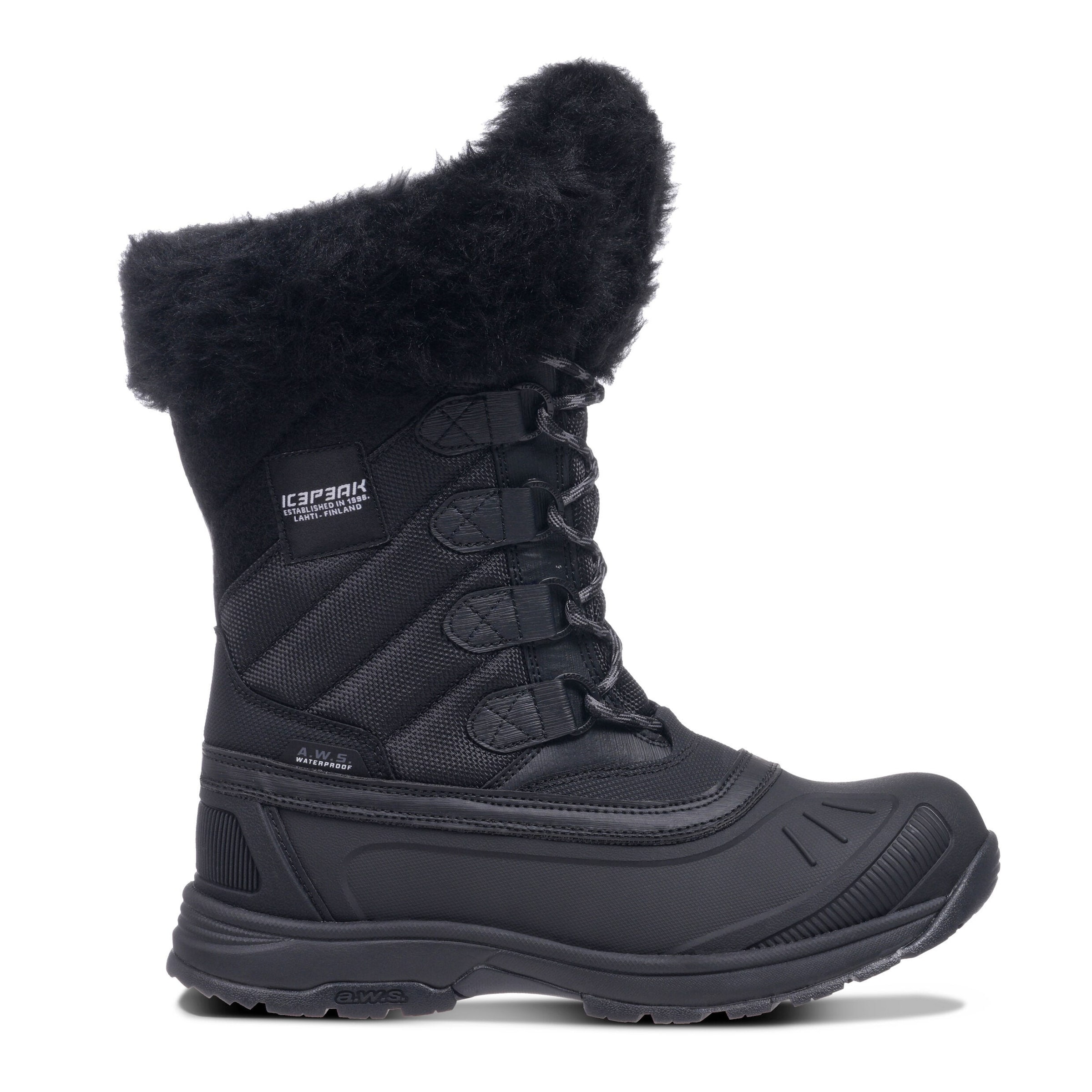 ICEPEAK Lace-Up Boots in Black: front
