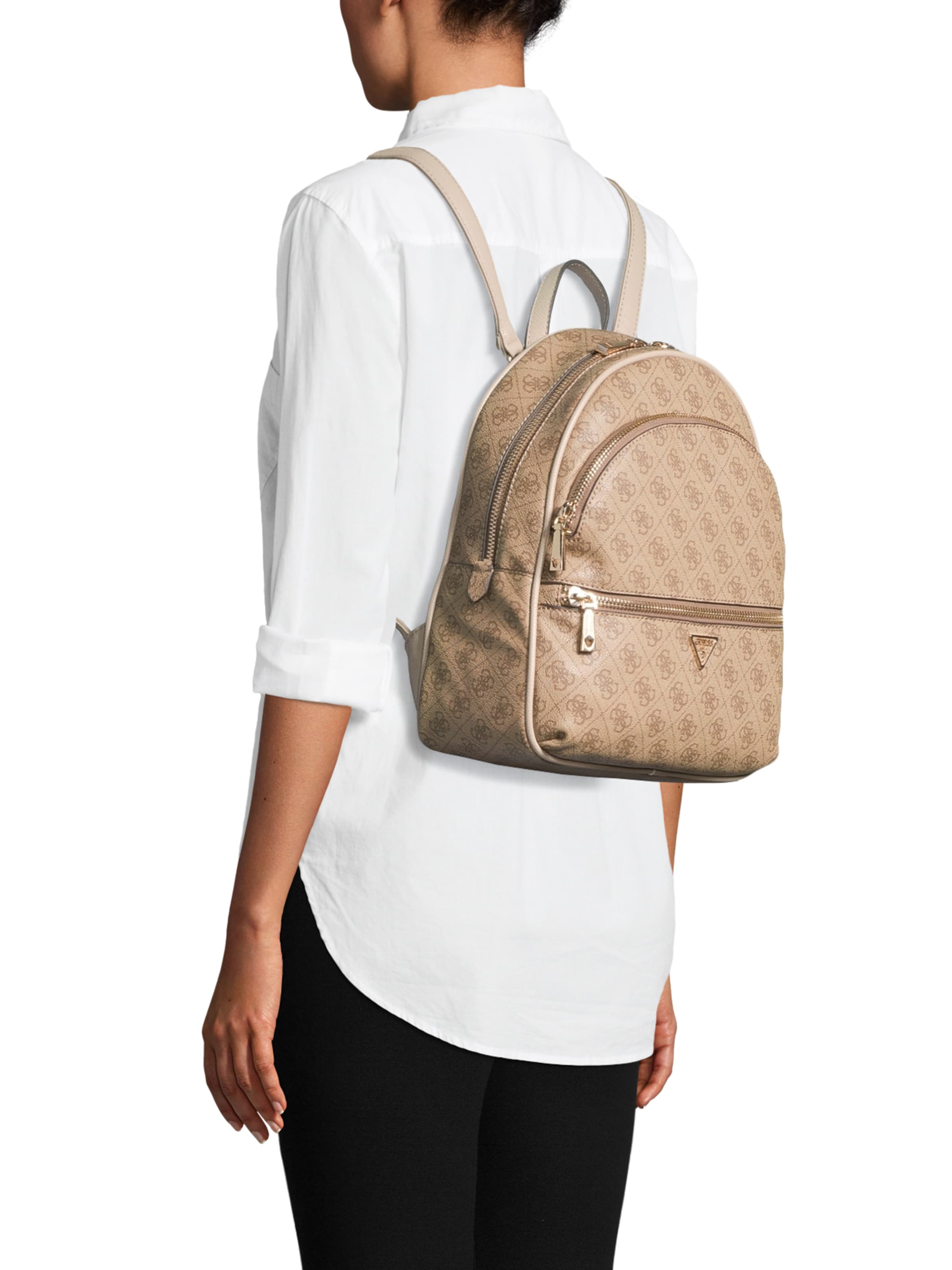 GUESS Backpack 'MANHATTAN II LARGE BACKPACK' in Brown: front