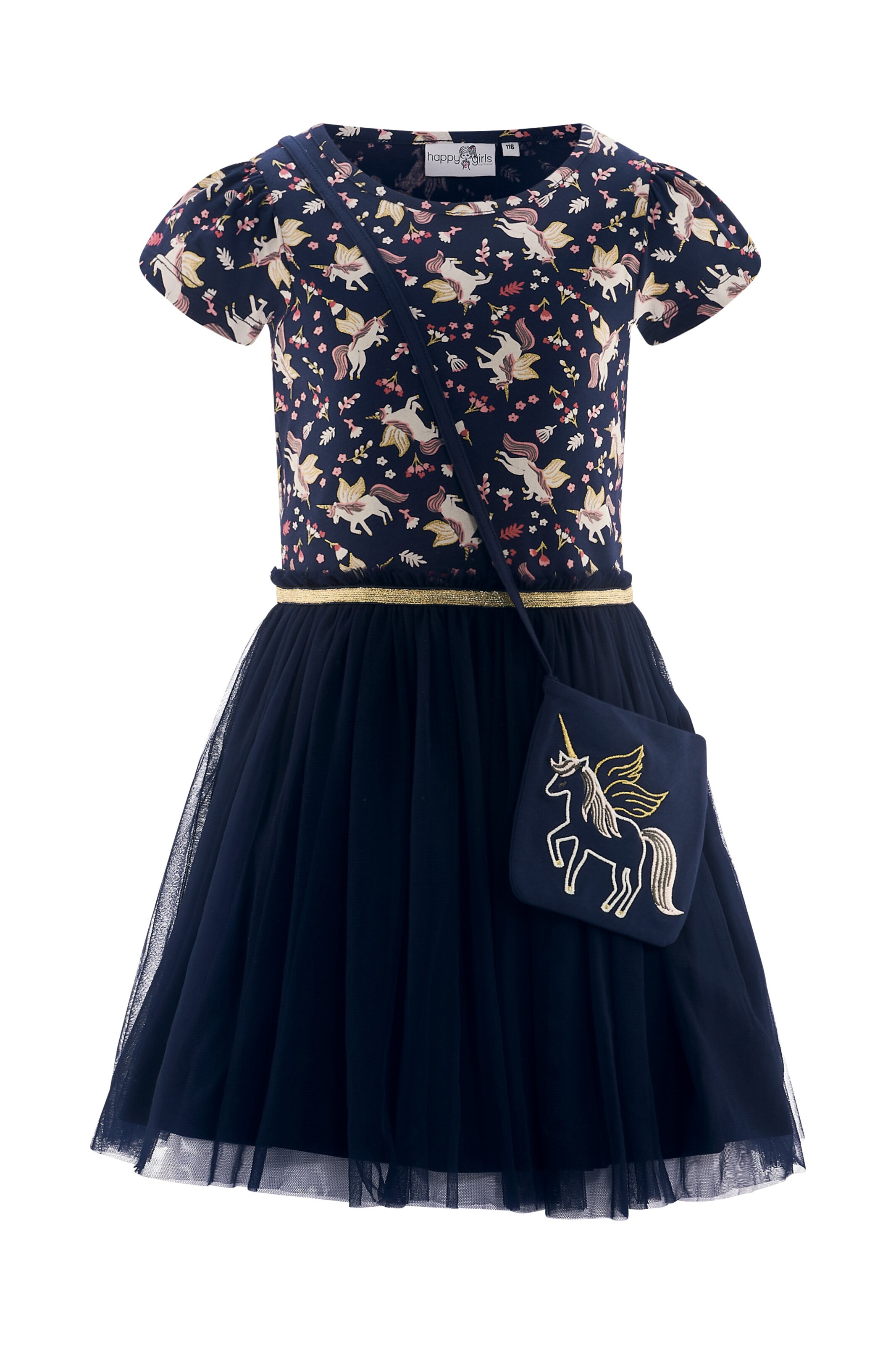 happy girls - Vestido em azul: frente