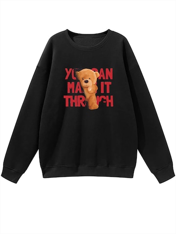 Felpa 'Women's Oversized Sweatshirt with Hikuma Print, Warm Fleece Blend' di GORHEY in nero