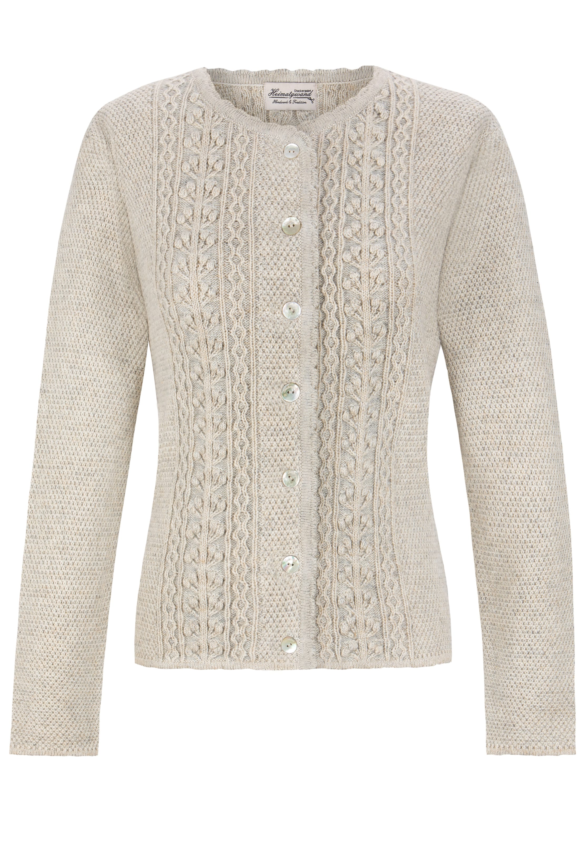 STOCKERPOINT Trachtenstrickjacke 'Mabella' in Weiß: Vorderseite