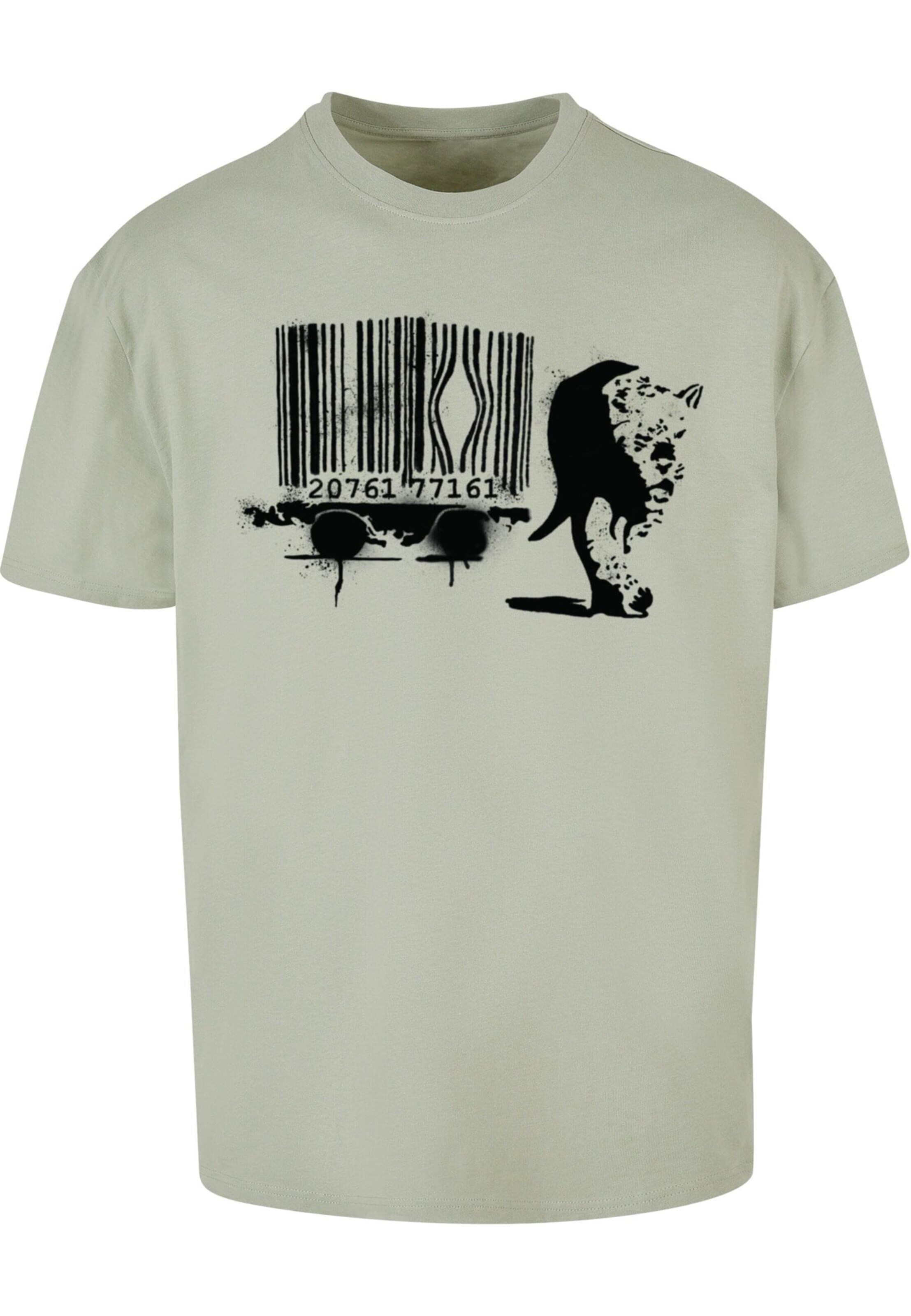 Merchcode Shirt 'Brandalised - Barcode Leopard' in Grey: front