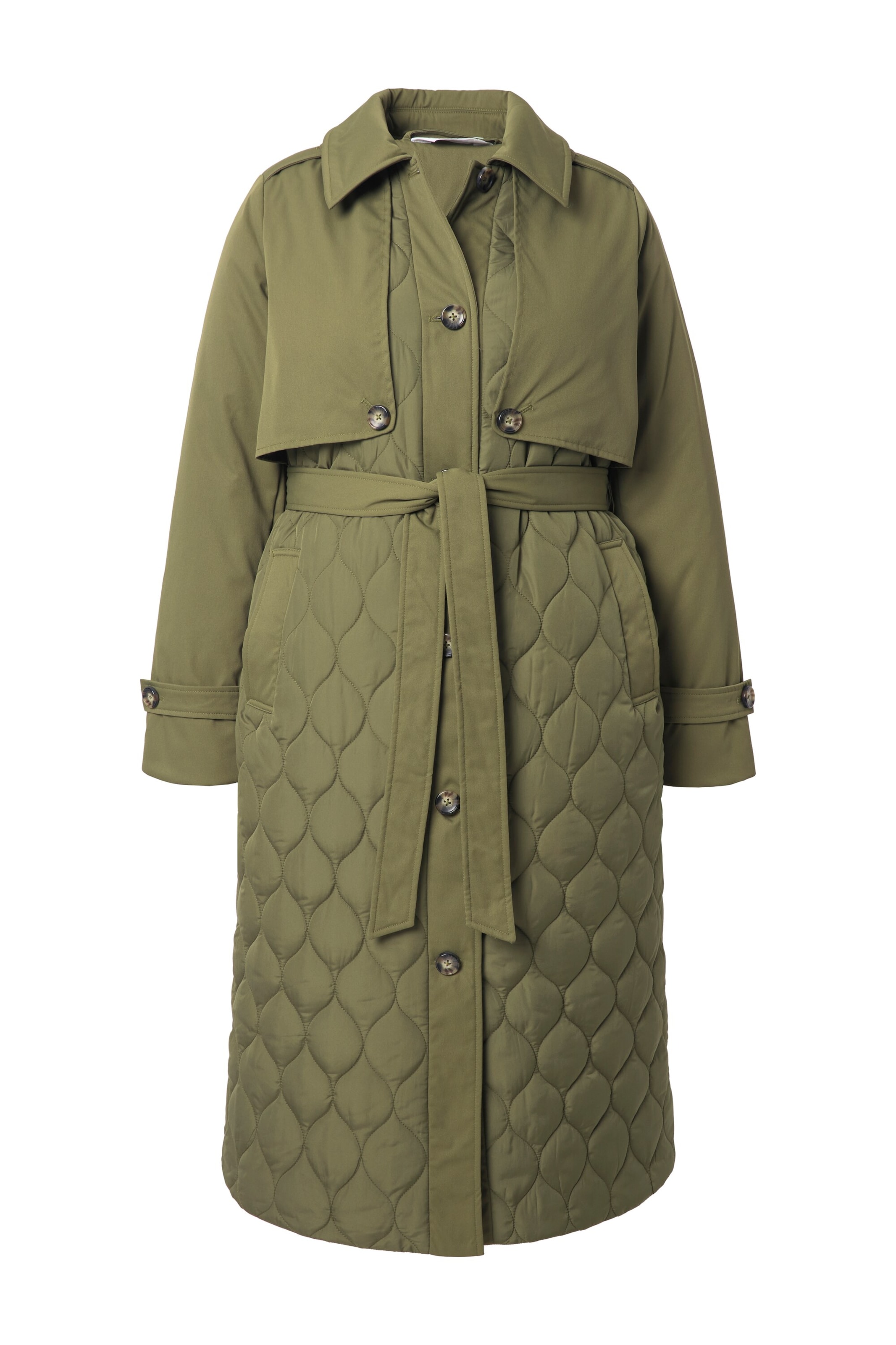 Studio Untold Wintermantel in Groen: voorkant