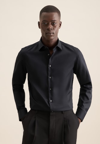 SEIDENSTICKER Slim fit Business Shirt in Black: front