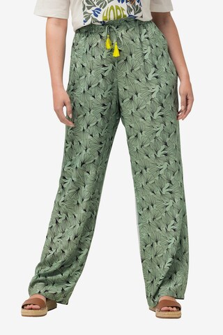 Ulla Popken Wide leg Broek in Groen: voorkant