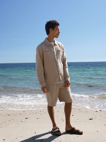 BLEND Regular Pleat-Front Pants 'BHMorgan' in Beige