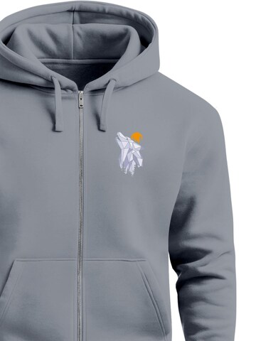 Neverless Sweatjacke 'Polygon Wolf'‌‌‌‌ in Grau