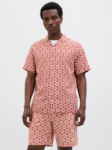 JACK & JONES Классический крой Рубашка 'JORSeersucker' в Коричневый: спереди