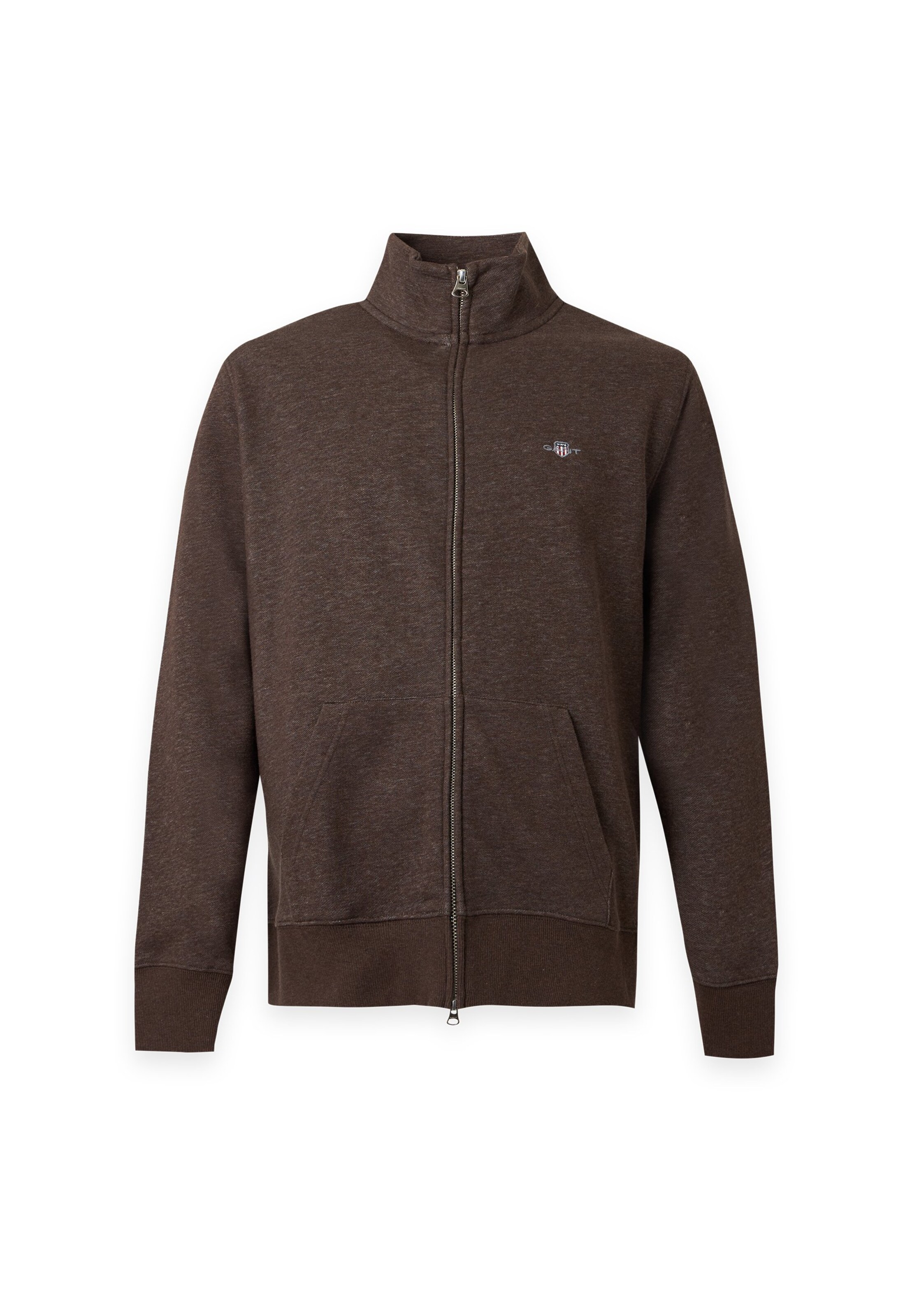 GANT Zip-Up Hoodie in Brown: front