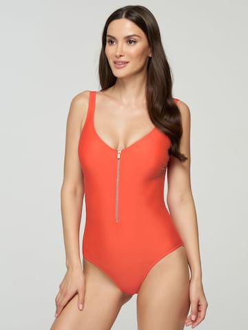 Marc & André Push-up Swimsuit 'Zipper' in Orange: front