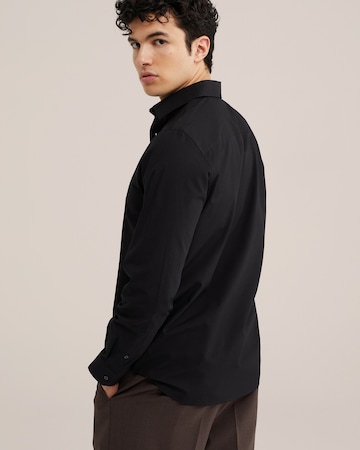 WE Fashion Regular Fit Hemd in Schwarz