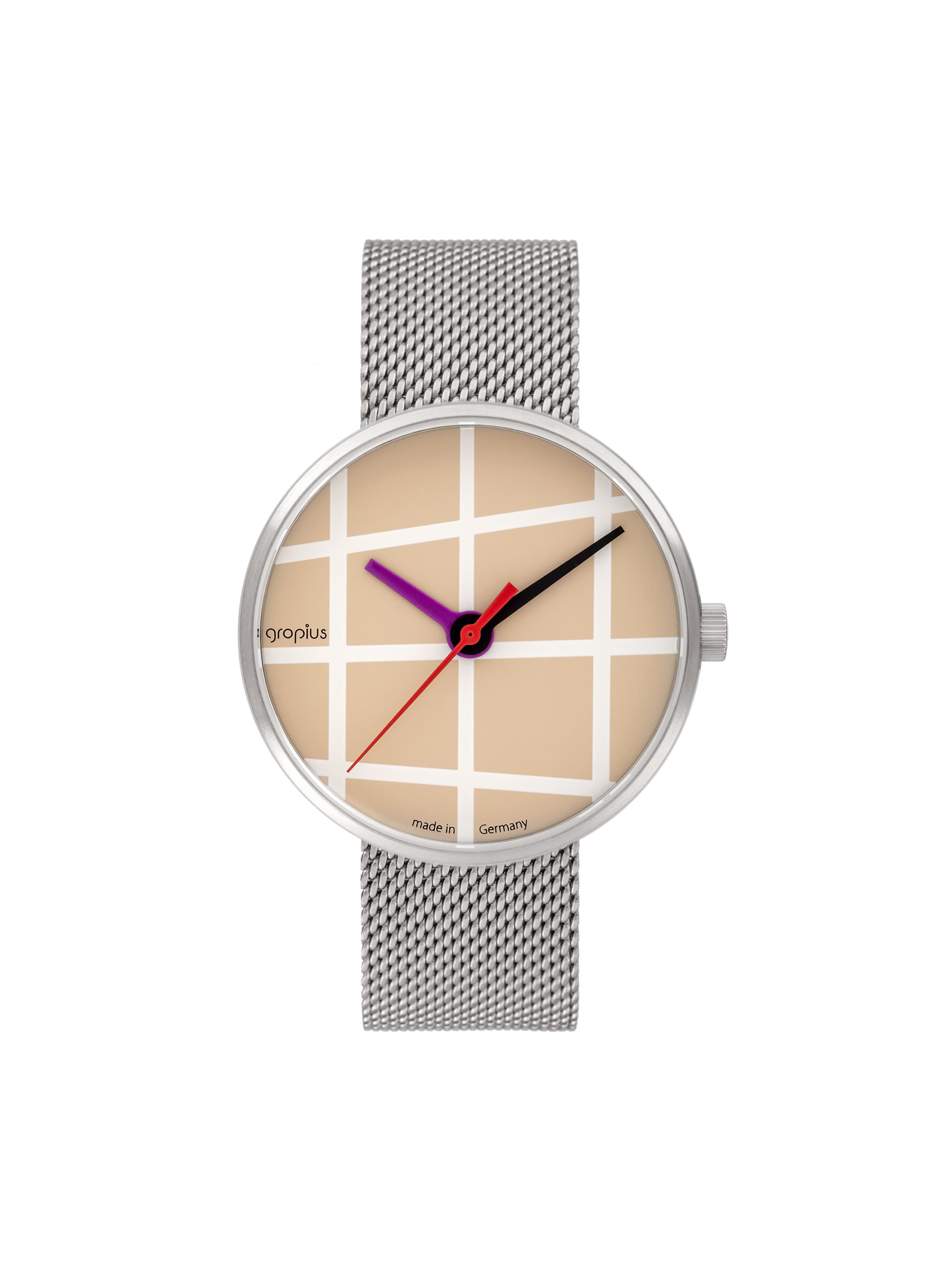 WALTER GROPIUS Analog Watch 'WINDOW' in Beige: front