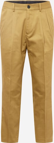 BURTON MENSWEAR LONDON Slimfit Kalhoty se sklady v pase – hnědá: přední strana