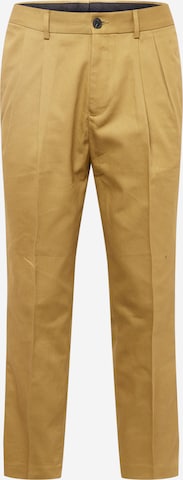 Coupe slim Pantalon à pince BURTON MENSWEAR LONDON en marron : devant