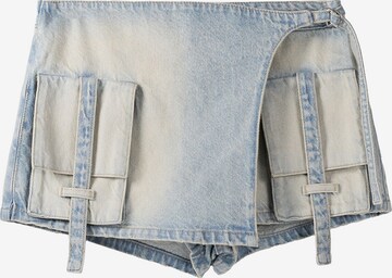 Bershka Regular Cargojeans in Blauw: voorkant