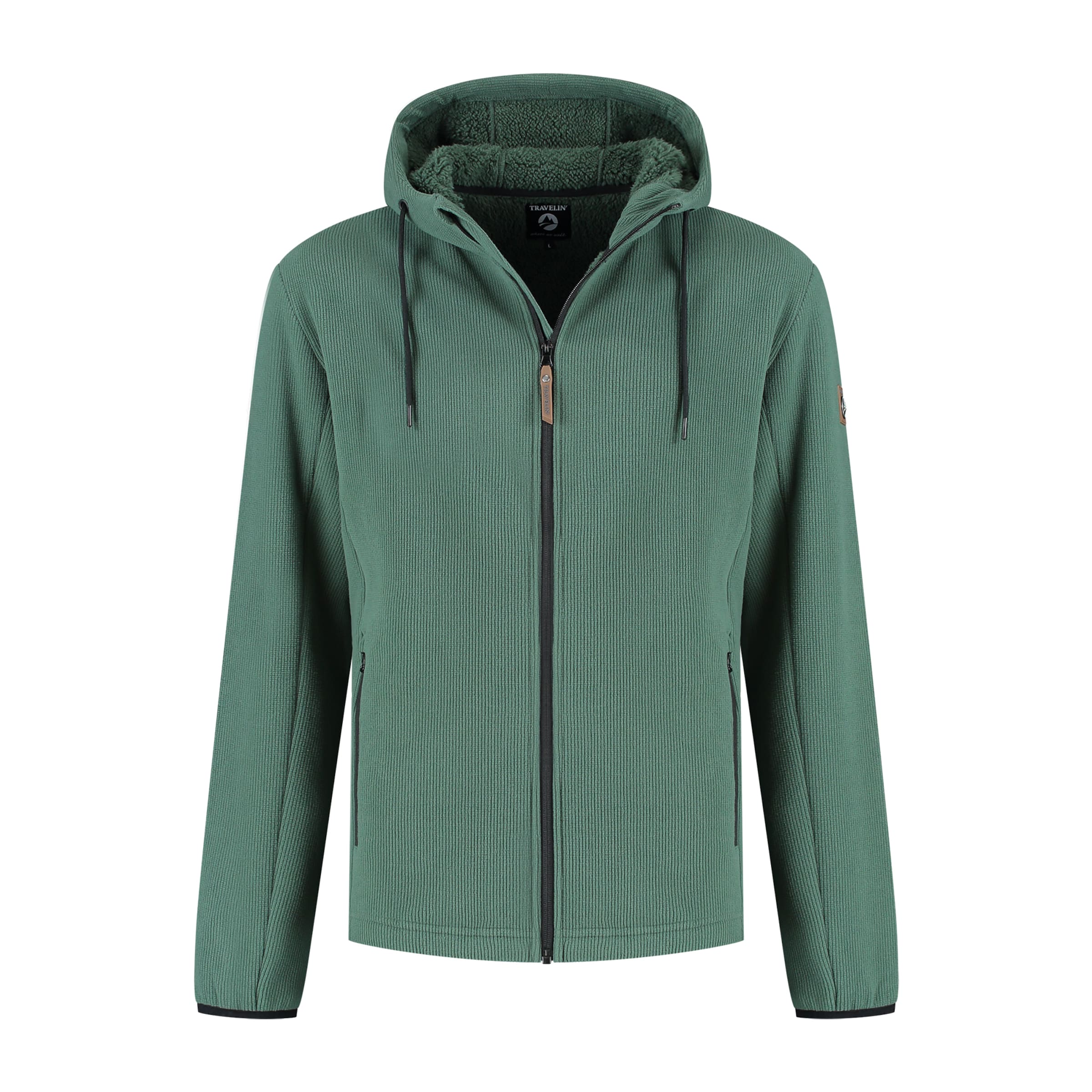 Travelin Gebreid vest 'Karlson' in Groen: voorkant