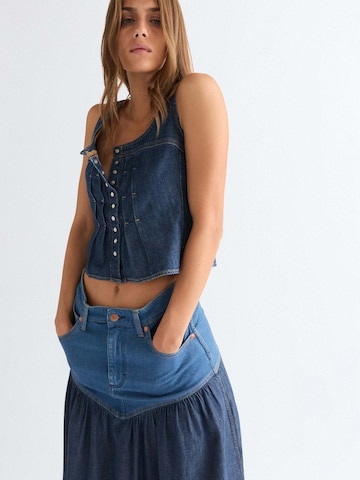 WRANGLER - Top 'Pleated Corset' en azul: frente