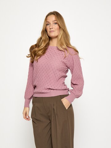 Haut ' PCRosalia Puff Sleeve Knit Pullover ' Peppercorn en rose : devant