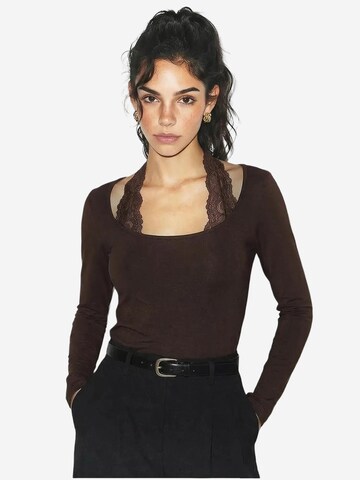 Camicia da donna di Bianco Lucci in marrone: frontale