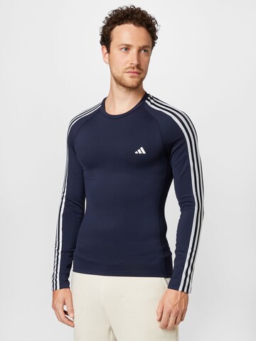 ADIDAS PERFORMANCE Toiminnallinen paita 'Techfit 3-Stripes ' värissä sininen: edessä