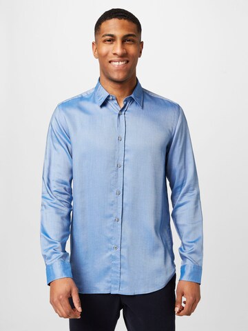 BOSS Black Regular fit Button Up Shirt 'Roger' in Blue: front