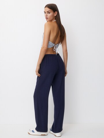 Pull&Bear Wide Leg Hose in Blau