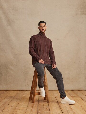 DAN FOX APPAREL Sweater 'Devran' in Brown: front