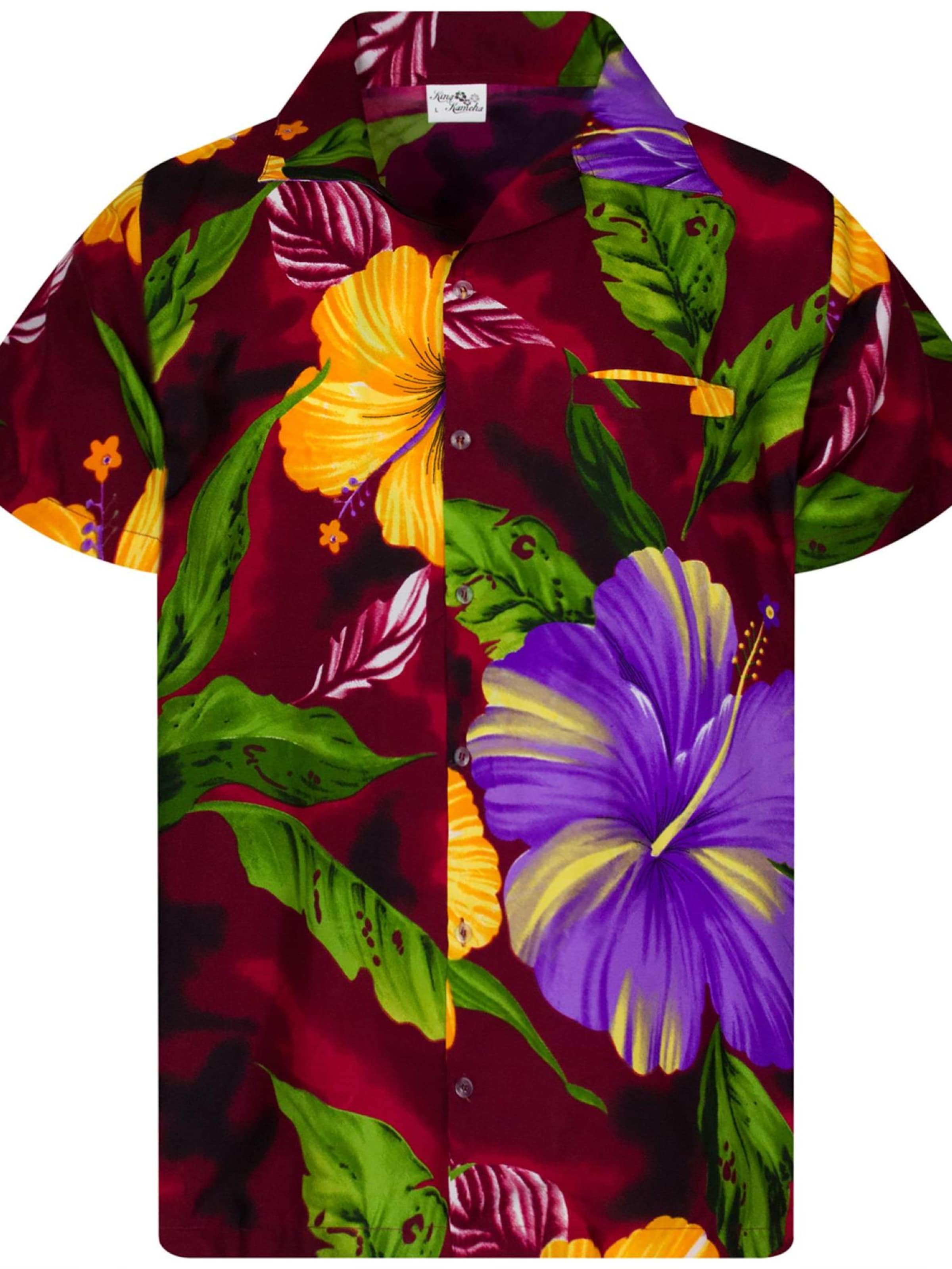 Maglietta 'Big Flower' di King Kameha in rosso: frontale