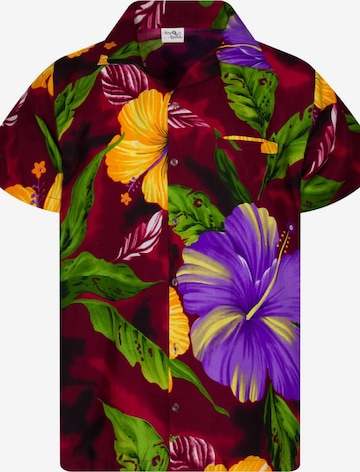 King Kameha Shirt 'Big Flower' in Red: front