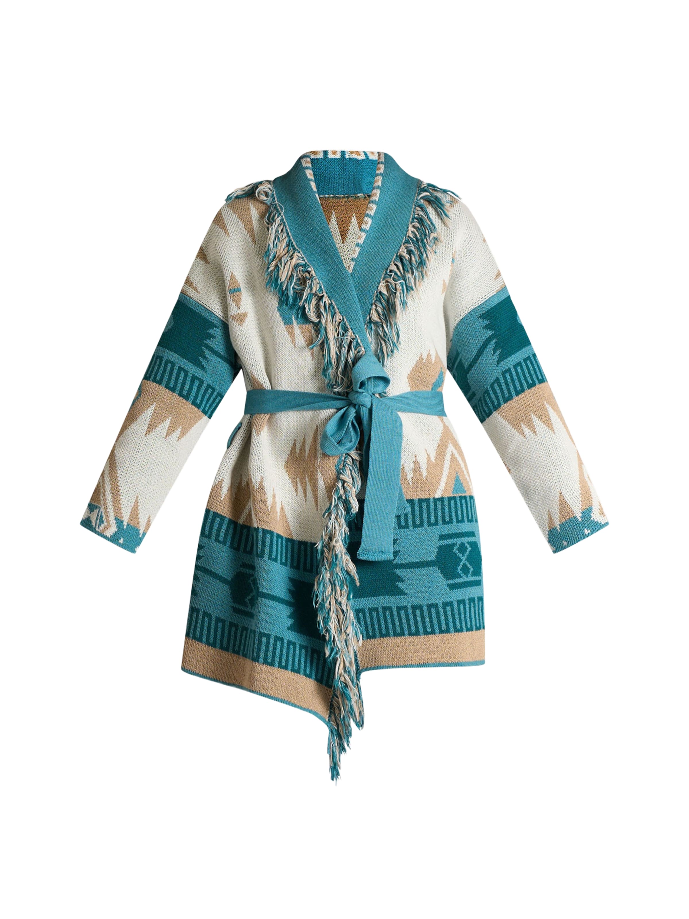 ViCOLO Knit Cardigan 'Folk-Chic' in Blue: front