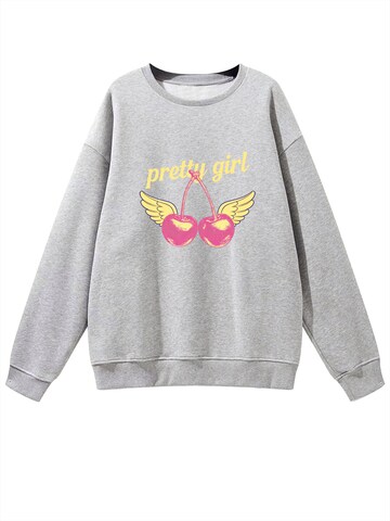 Felpa 'Women's Fleece Pullover, Sweatshirt with Cherry Print, Long Sleeve, Loose Fit' di GORHEY in grigio